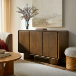 Picture of 63"W, 55"W, 38"W - 2,3 or 4-Door Curved Wood Accent Cabinet in White, Oak and Walnut finish