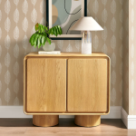 Picture of 63"W, 55"W, 38"W - 2,3 or 4-Door Curved Wood Accent Cabinet in White, Oak and Walnut finish