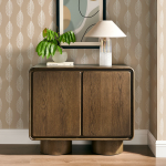 Picture of 63"W, 55"W, 38"W - 2,3 or 4-Door Curved Wood Accent Cabinet in White, Oak and Walnut finish