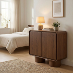 Picture of 63"W, 55"W, 38"W - 2,3 or 4-Door Curved Wood Accent Cabinet in White, Oak and Walnut finish