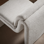 Picture of Boucle Upholstered Armless Accent Chair in Parchment, Antique and Charcoal Finish