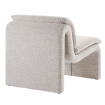 Picture of Boucle Upholstered Armless Accent Chair in Parchment, Antique and Charcoal Finish
