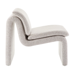 Picture of Boucle Upholstered Armless Accent Chair in Parchment, Antique and Charcoal Finish