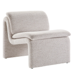 Picture of Boucle Upholstered Armless Accent Chair in Parchment, Antique and Charcoal Finish