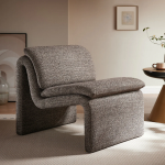 Picture of Boucle Upholstered Armless Accent Chair in Parchment, Antique and Charcoal Finish