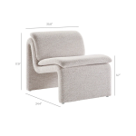 Picture of Boucle Upholstered Armless Accent Chair in Parchment, Antique and Charcoal Finish