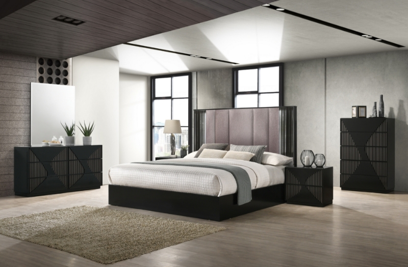 Picture of Black Dresser and Mirror, Chest, Nightstand Bedroom set