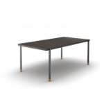 Picture of 78.7" Bosa Wenge Matte Modern Dining Table with Brushed Brass Accents