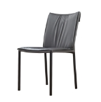 Picture of Grey Leather Black Legs Dining Chair