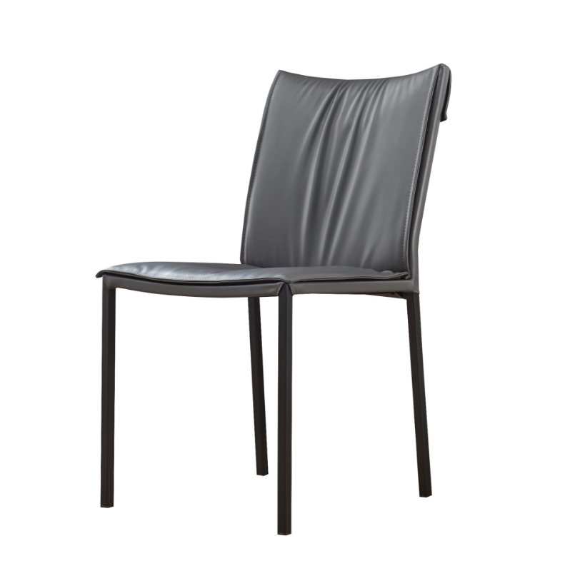 Picture of Grey Leather Black Legs Dining Chair