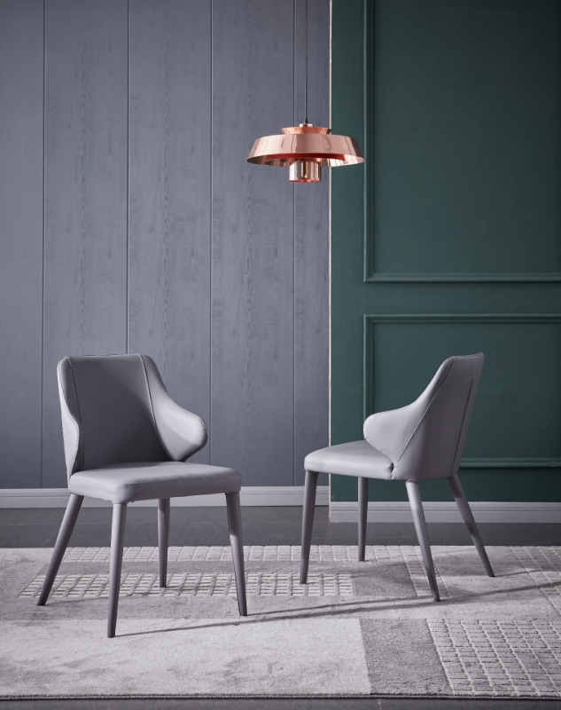 Picture of Charcoal Eco-Leather Winged Back Dining Chair
