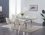 Picture of 63-95" Clear Glass Top Extendable Dining Table with Chrome Legs