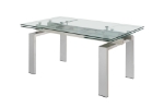 Picture of 63-95" Clear Glass Top Extendable Dining Table with Chrome Legs