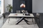 Picture of 63-86.6" Matte White Ceramic Extension Dining Table with Black Spider Legs