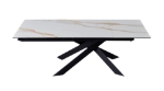 Picture of 63-86.6" Matte White Ceramic Extension Dining Table with Black Spider Legs