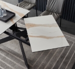 Picture of 63-86.6" Matte White Ceramic Extension Dining Table with Black Spider Legs