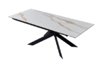 Picture of 63-86.6" Matte White Ceramic Extension Dining Table with Black Spider Legs