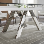 Picture of 63-95" Clear Glass Extension Dining Table with Criss-Cross Steel Legs