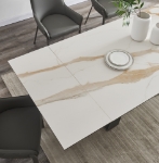 Picture of 71-102" Matte White Ceramic Extension Dining Table with Black Spider Legs
