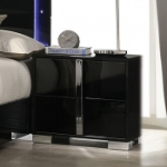 Picture of White, Black, Taupe Two Drawer Night Stand with Chrome Legs and Chrome Handles