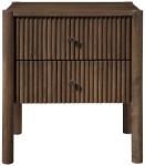 Picture of Natural And Brown Two Drawer Solid Wood Nightstand