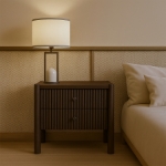 Picture of Natural And Brown Two Drawer Solid Wood Nightstand