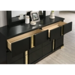 Picture of White Gold and Black Gold Dresser and Mirror
