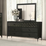 Picture of Natural Oak or Espresso Dresser and Mirror with Felt-Lined Top Drawer