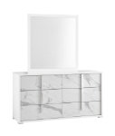 Picture of Beige, White and Dark Oak Gray(50% OFF) Dresser and Mirror