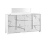 Picture of Beige, White and Dark Oak Gray(50% OFF) Dresser and Mirror