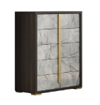 Picture of 31"W x 52"H Beige, White and Dark Oak Gray Chest