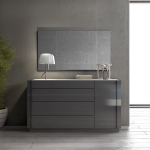Picture of Grey And White Natural stone veneer with LED lights Dresser and Mirror