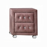 Picture of Beige And Pink Full Upholstered Button Tufted Night Stand