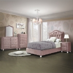 Picture of Beige And Pink Full Upholstered Button Tufted Night Stand