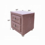 Picture of Beige And Pink Full Upholstered Button Tufted Night Stand