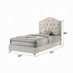 Picture of White and Pink Twin or Full Upholstered Button Tufted Bed