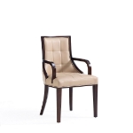 Picture of Leather Dining Arm Chair in Silver, Tan And Beige Finish
