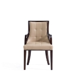 Picture of Leather Dining Arm Chair in Silver, Tan And Beige Finish