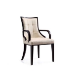 Picture of Leather Dining Arm Chair in Silver, Tan And Beige Finish