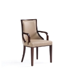 Picture of Light Grey And Tan Leather Dining Arm Chair