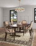 Picture of Light Grey And Tan Leather Dining Arm Chair