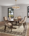 Picture of Light Grey, Tan Leather Dining Side Chair