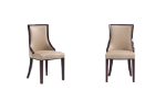 Picture of Light Grey, Tan Leather Dining Side Chair