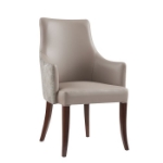 Picture of Light Grey, Taupe Velvet Dining Armchair with Beech Wood Legs