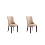 Picture of Dining Leather and Velvet Side Chair In Gray, Tan