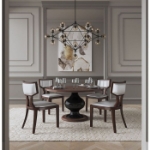 Picture of White, Silver, Camel  and Walnut Faux Leather Dining Chair