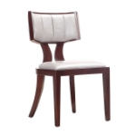 Picture of White, Silver, Camel  and Walnut Faux Leather Dining Chair