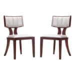 Picture of White, Silver, Camel  and Walnut Faux Leather Dining Chair