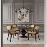 Picture of White, Silver, Camel  and Walnut Faux Leather Dining Chair