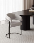 Picture of Leatherette Upholstered Dining Chair in White, Light Grey